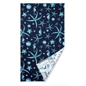 Agua Bendita Target Blue Deep Sea Print Seahorse Beach Towel Wrap Reversible NWT